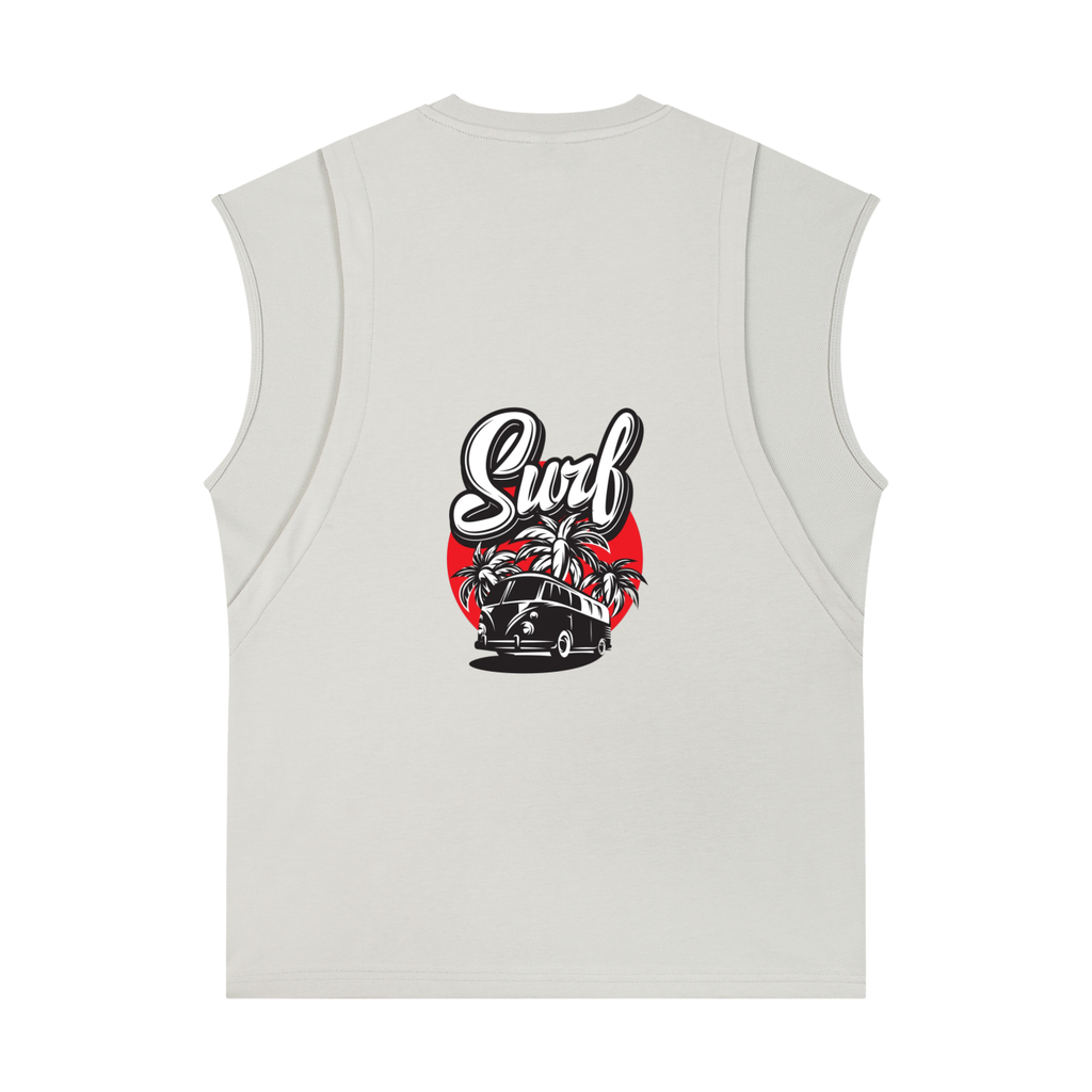 Spliced Panel Sleeveless Muscle T-Shirt
