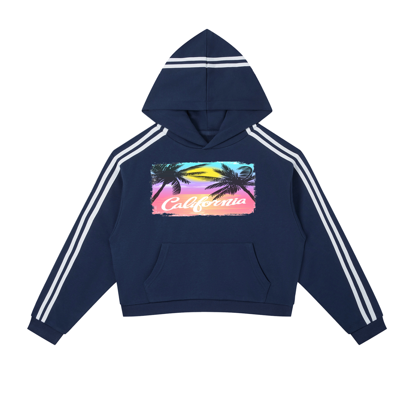 Contrast Side Stripe Cropped Hoodie