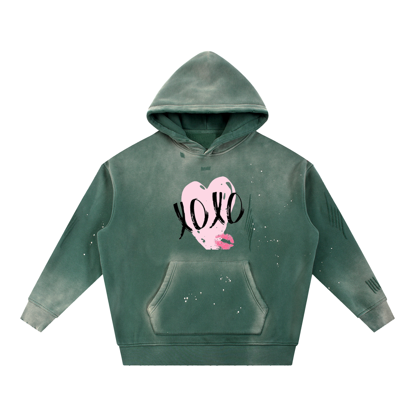 Vintage Washed Frayed Fleece Hoodie