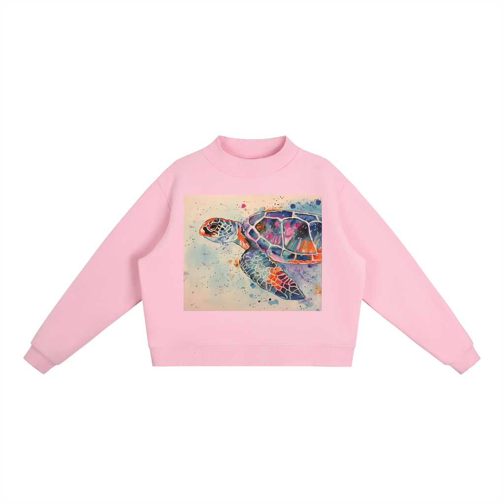 Essential Fleece Mock-Neck Crew Sweatshirt