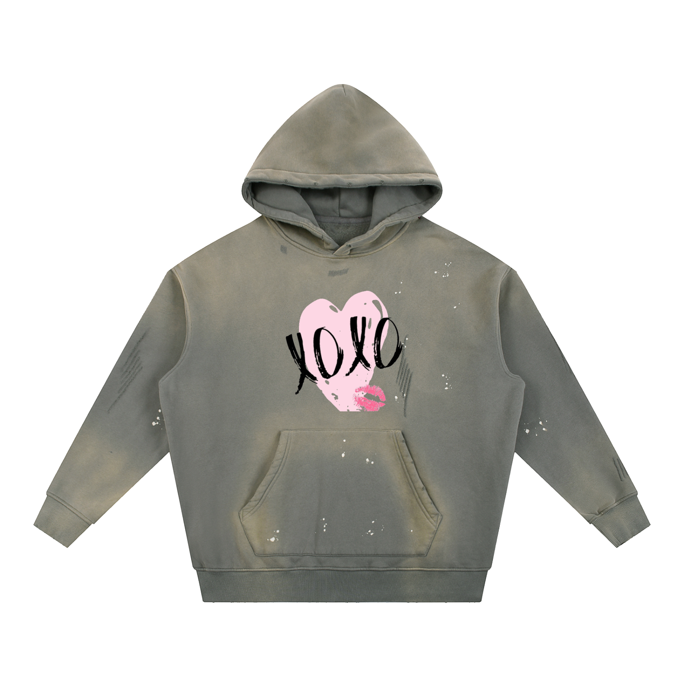 Vintage Washed Frayed Fleece Hoodie