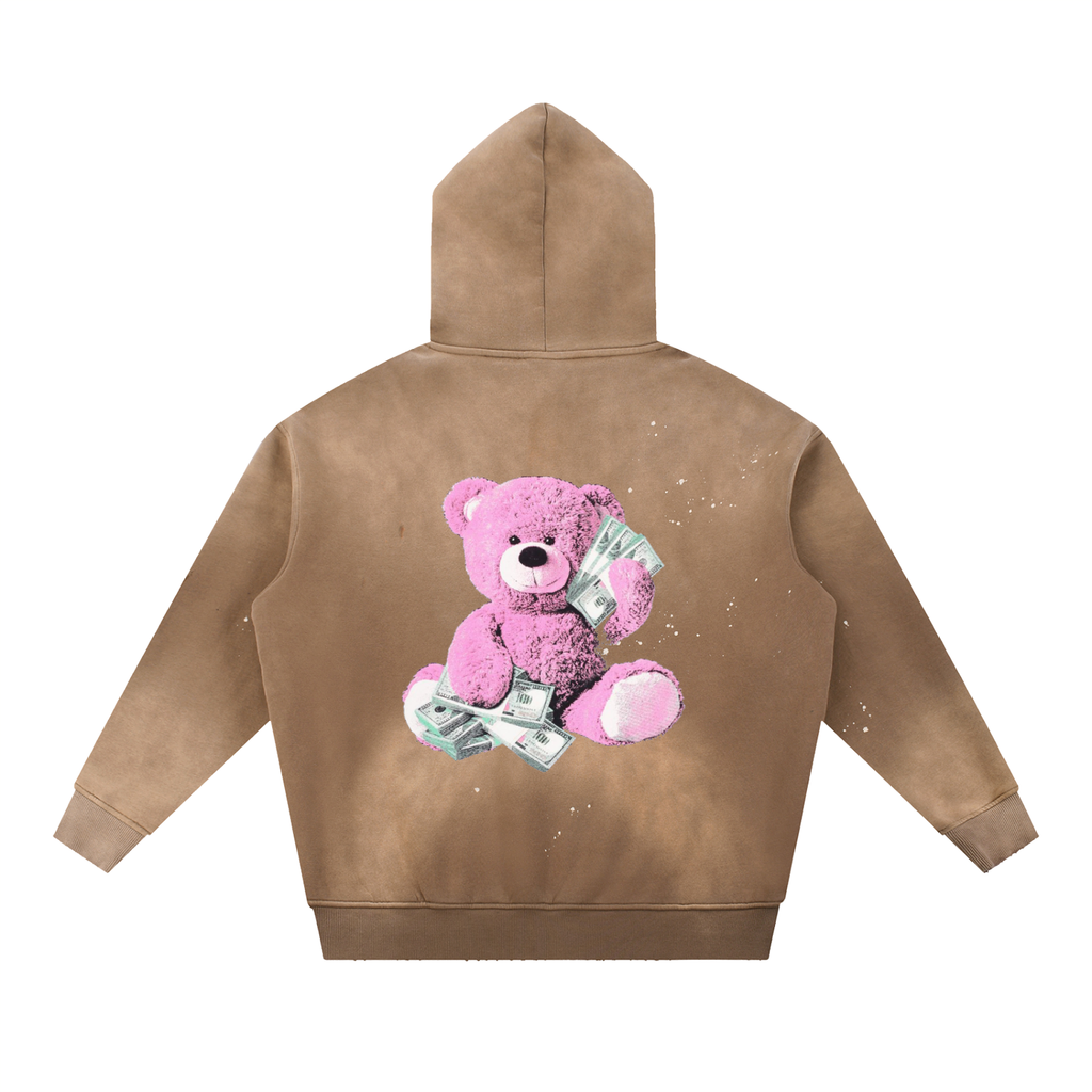 Vintage Washed Frayed Fleece Hoodie