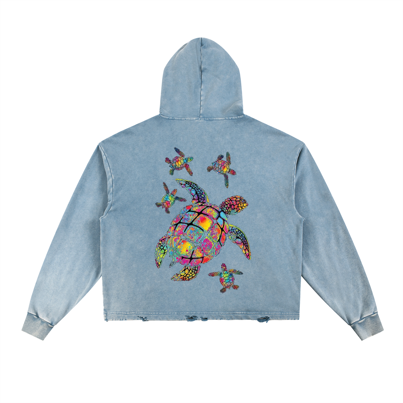 Vintage Washed Frayed-Hem Hoodie