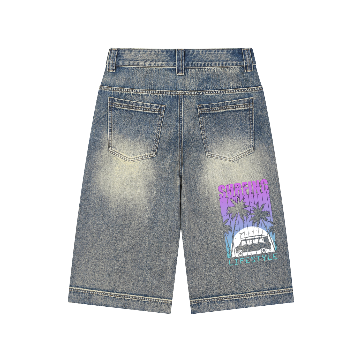 Vintage Wash Baggy Denim Shorts