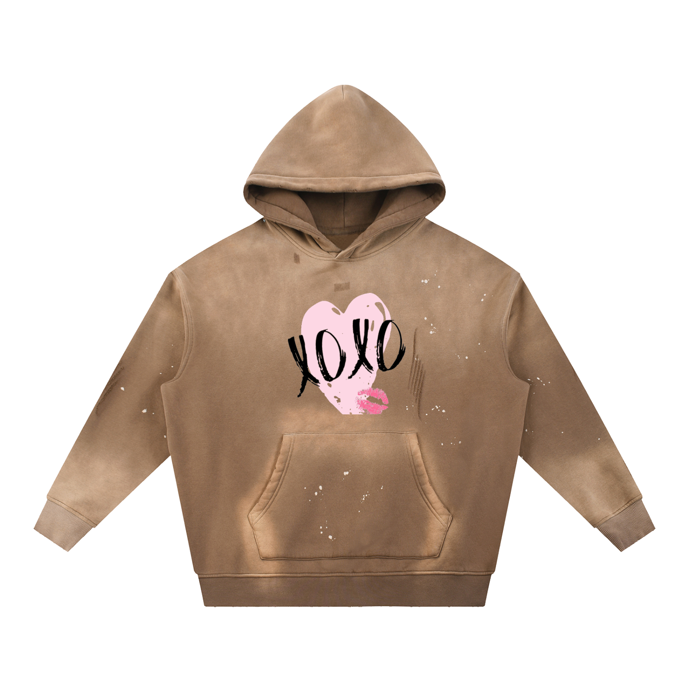 Vintage Washed Frayed Fleece Hoodie