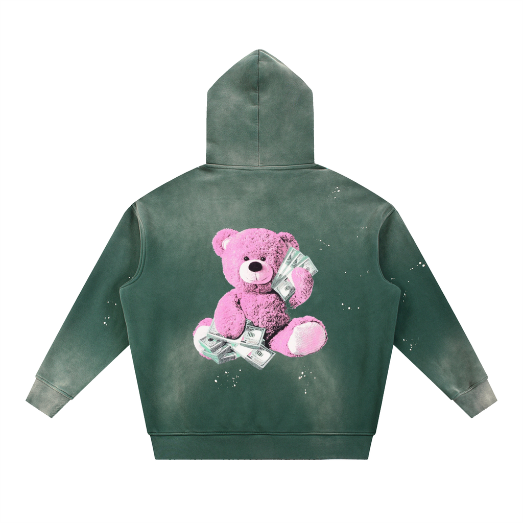 Vintage Washed Frayed Fleece Hoodie