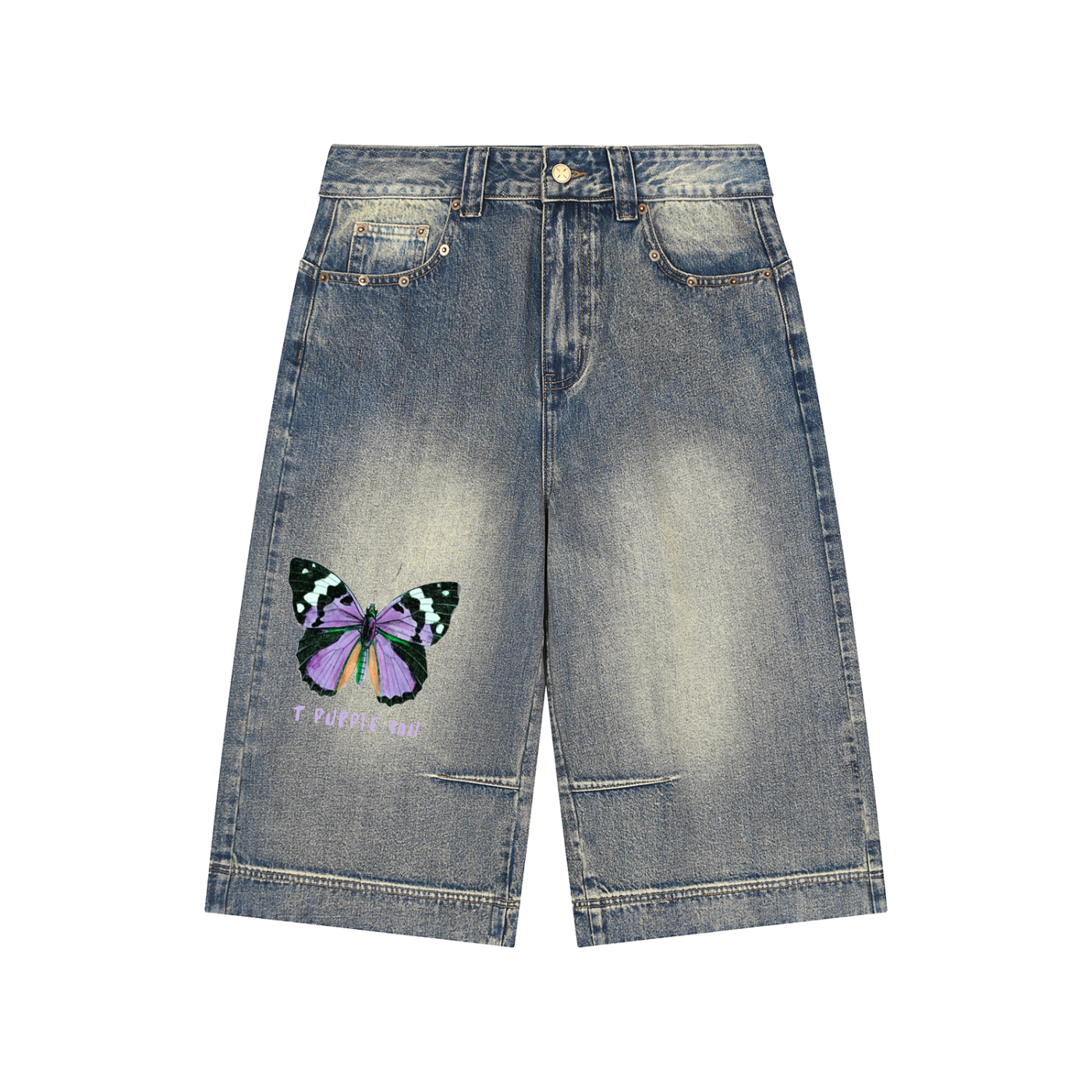 Vintage Wash Baggy Denim Shorts