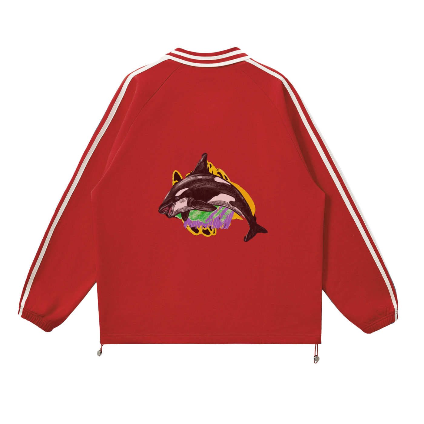 Contrast Striped Lapel Collar Sweatshirt