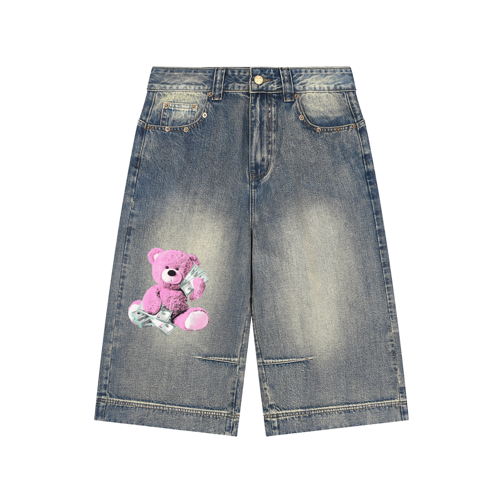 Vintage Wash Baggy Denim Shorts