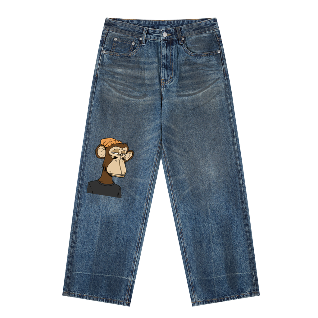 Vintage Wash Baggy Denim Jeans