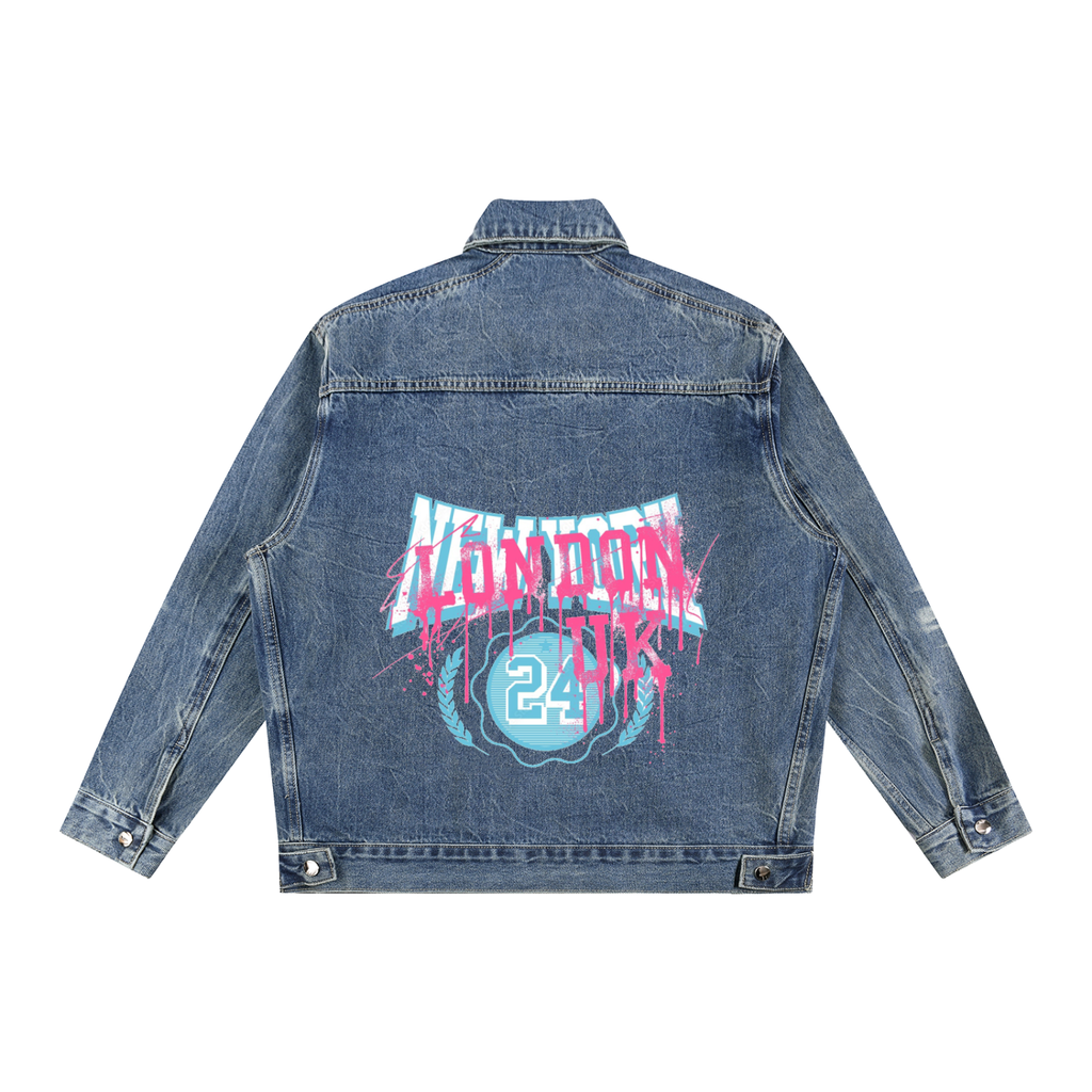 Vintage Wash Zip Up Denim Jacket