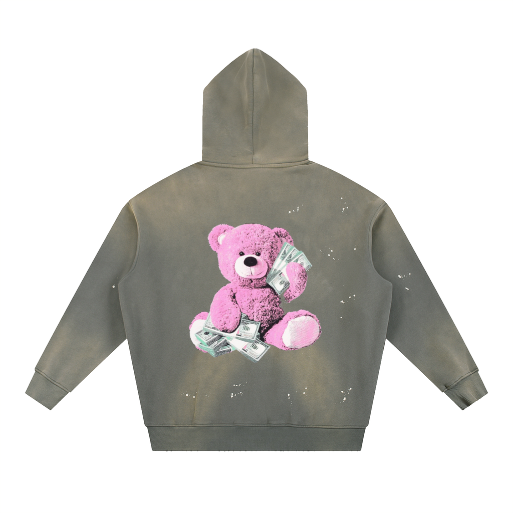 Vintage Washed Frayed Fleece Hoodie