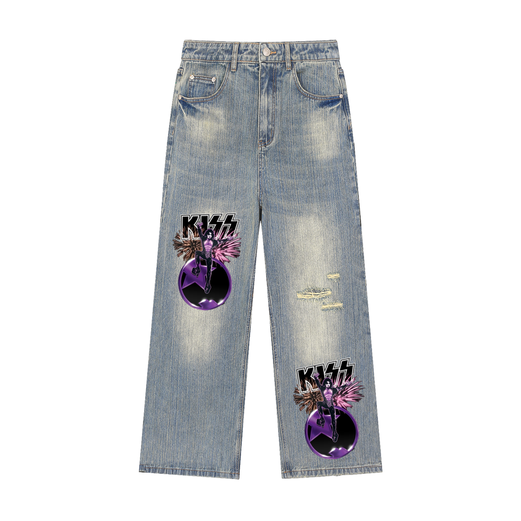 Vintage Wash Distressed Denim Jeans