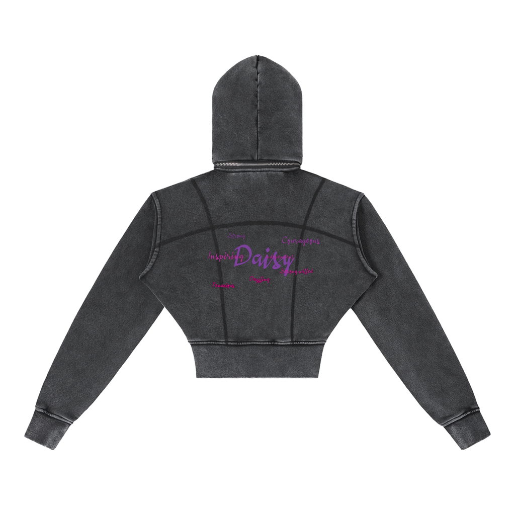 Vintage Washed Cropped Fleece Hoodie