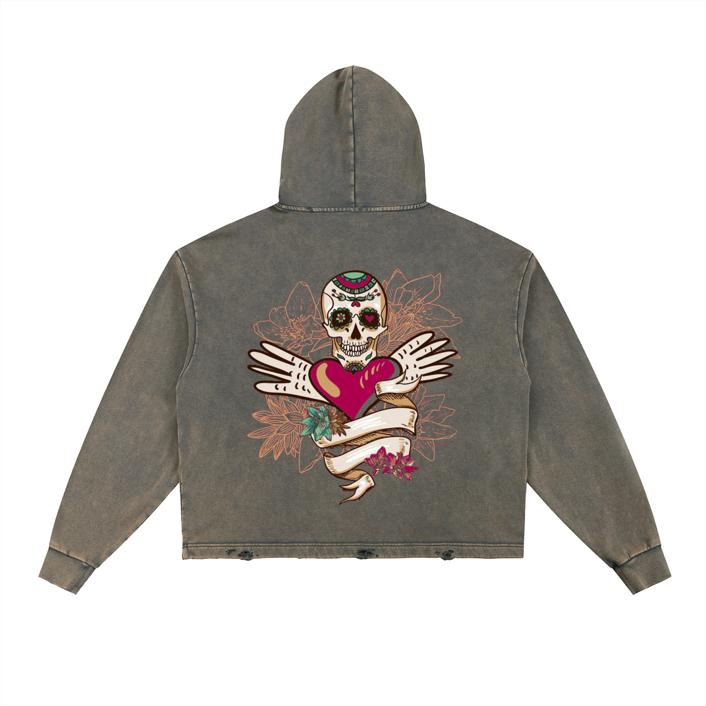 Vintage Washed Frayed-Hem Hoodie
