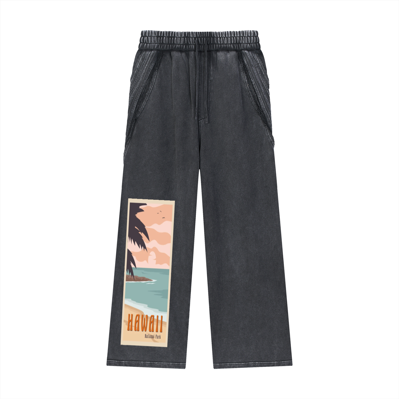 Snow Washed Tape Raw Edge Sweatpants