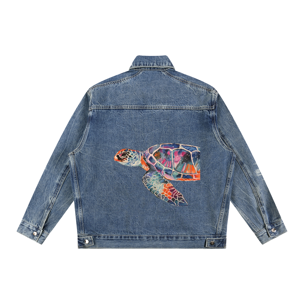 Vintage Wash Zip Up Denim Jacket