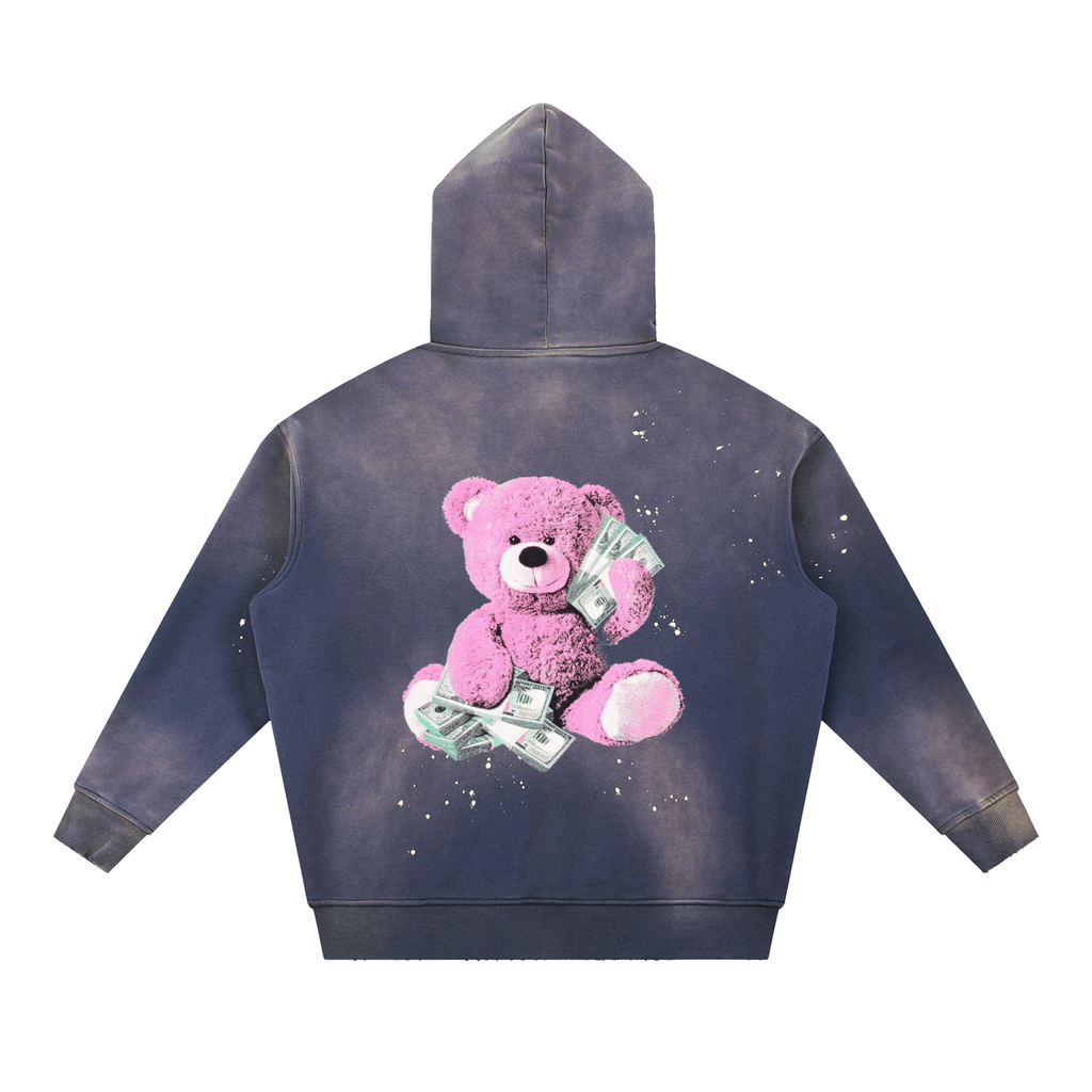Vintage Washed Frayed Fleece Hoodie