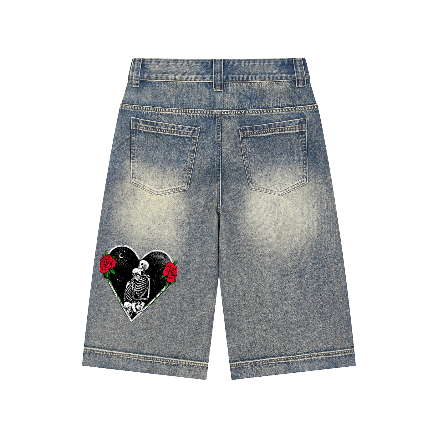 Vintage Wash Baggy Denim Shorts