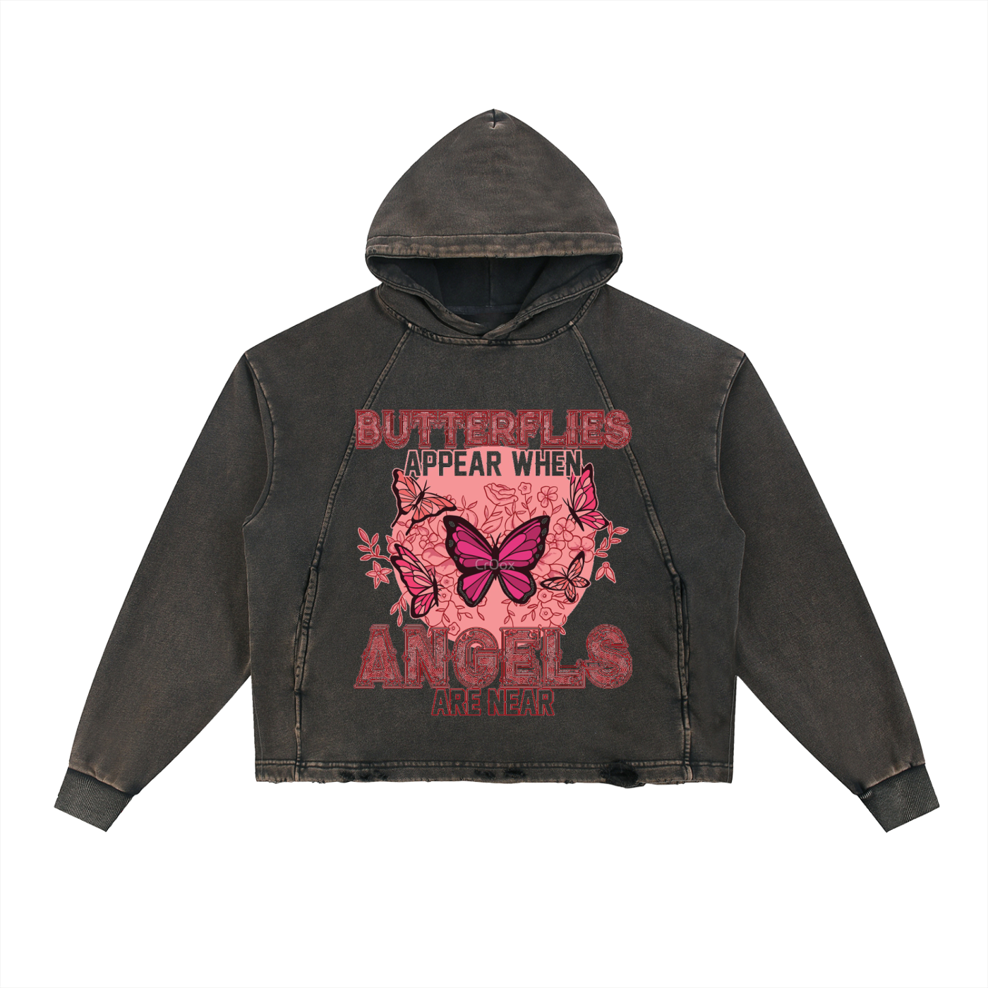 Vintage Washed Frayed-Hem Hoodie
