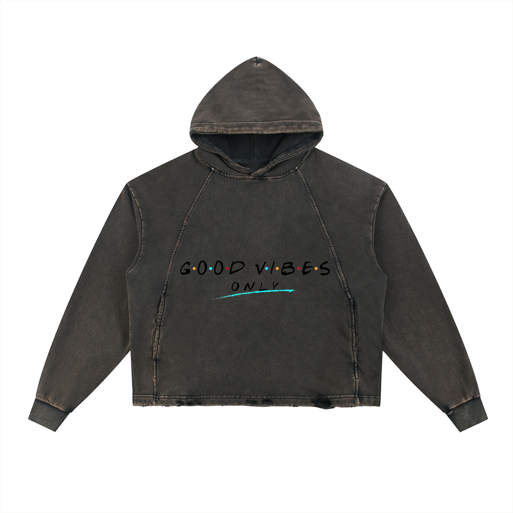 Vintage Washed Frayed-Hem Hoodie