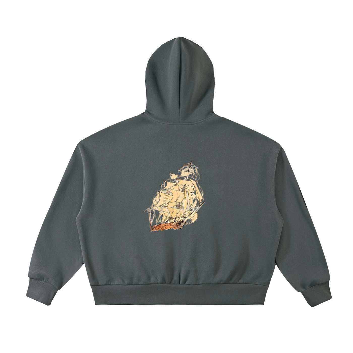 Fleeced Full-Zip Boxy Hoodie