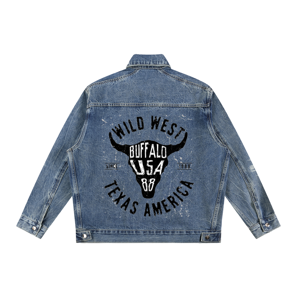 Vintage Wash Zip Up Denim Jacket