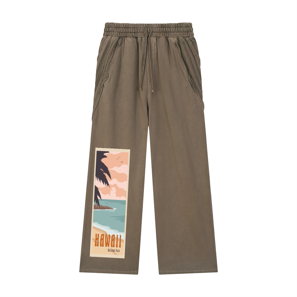 Snow Washed Tape Raw Edge Sweatpants