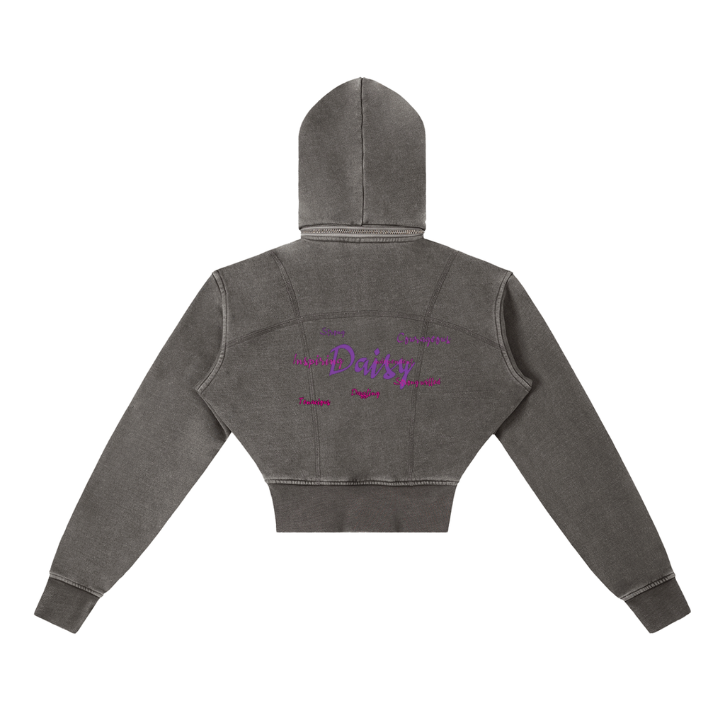 Vintage Washed Cropped Fleece Hoodie