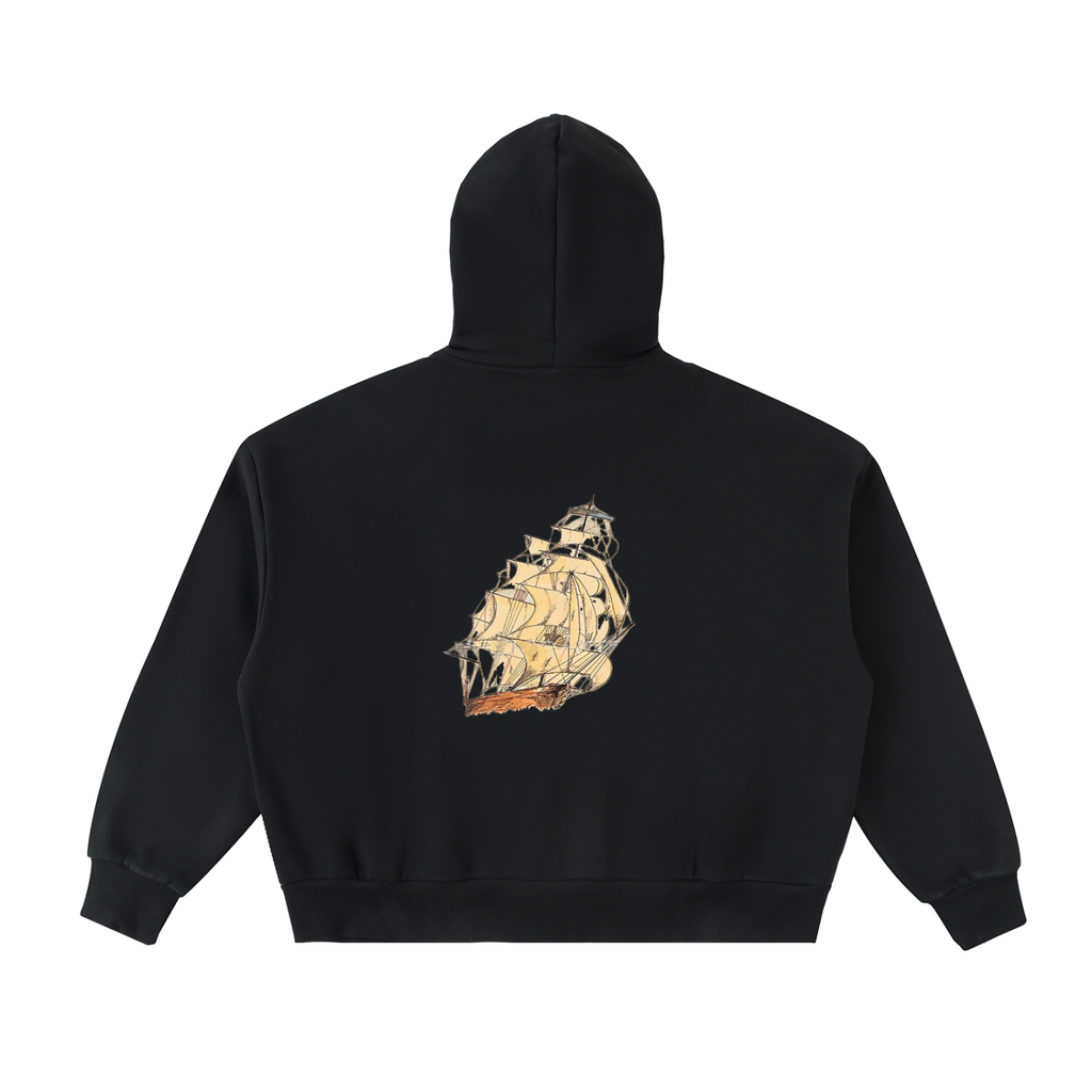 Fleeced Full-Zip Boxy Hoodie
