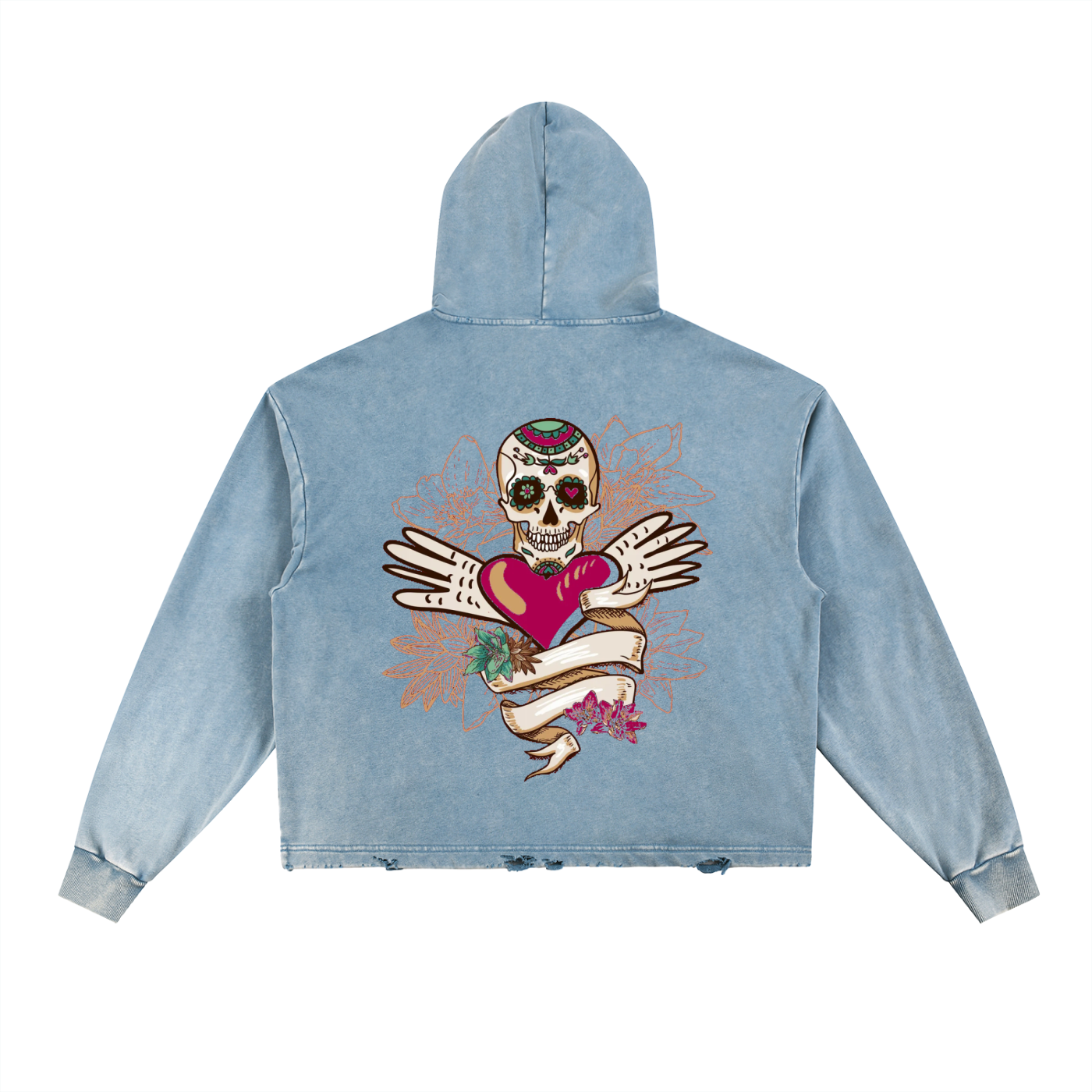 Vintage Washed Frayed-Hem Hoodie