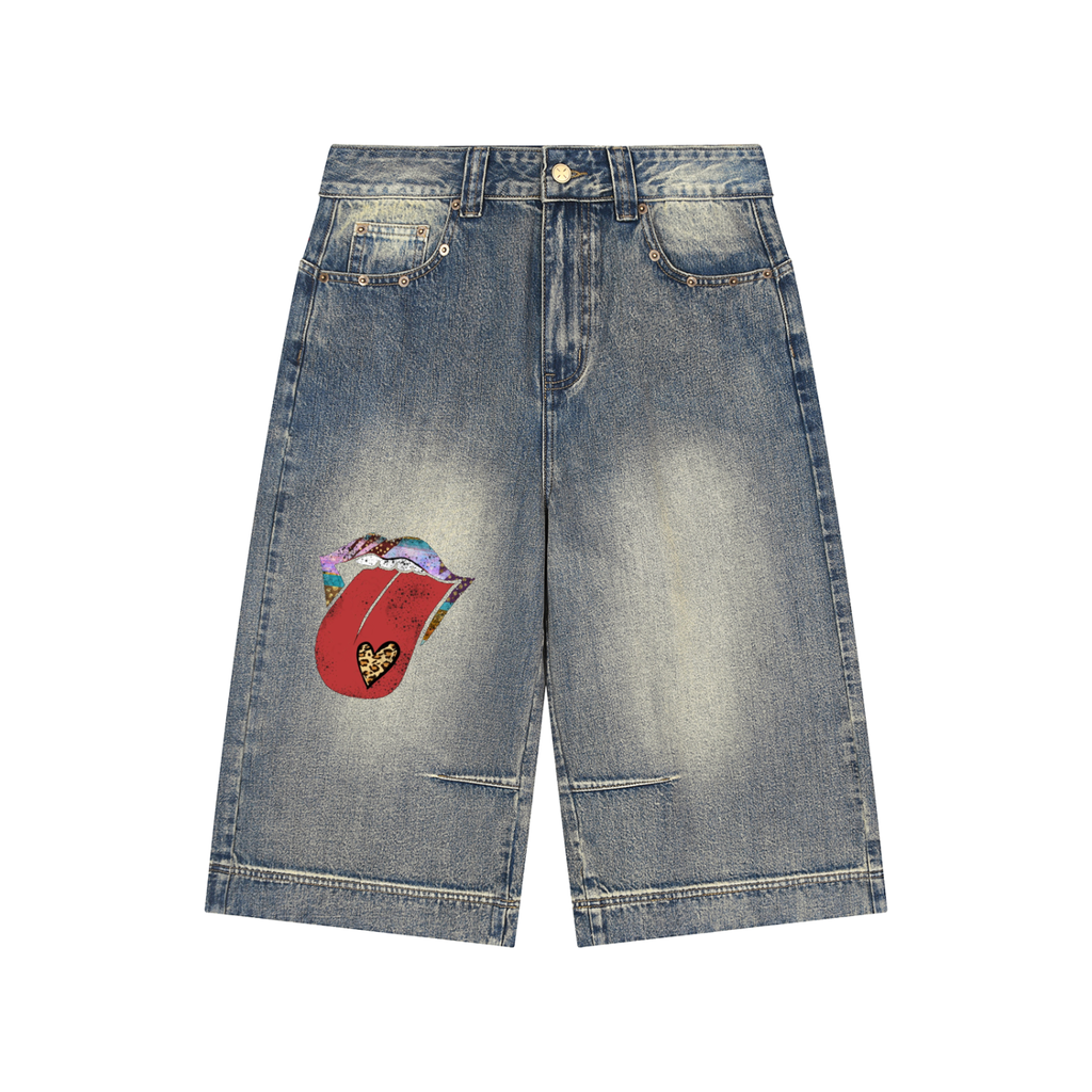 Vintage Wash Baggy Denim Shorts