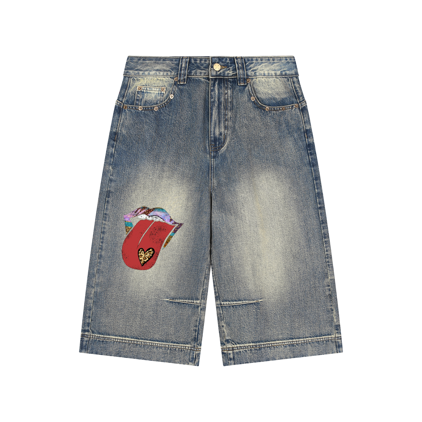 Vintage Wash Baggy Denim Shorts