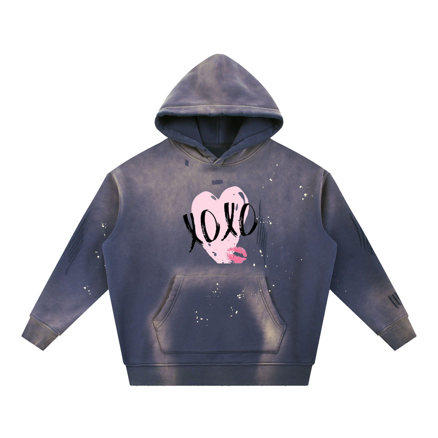 Vintage Washed Frayed Fleece Hoodie